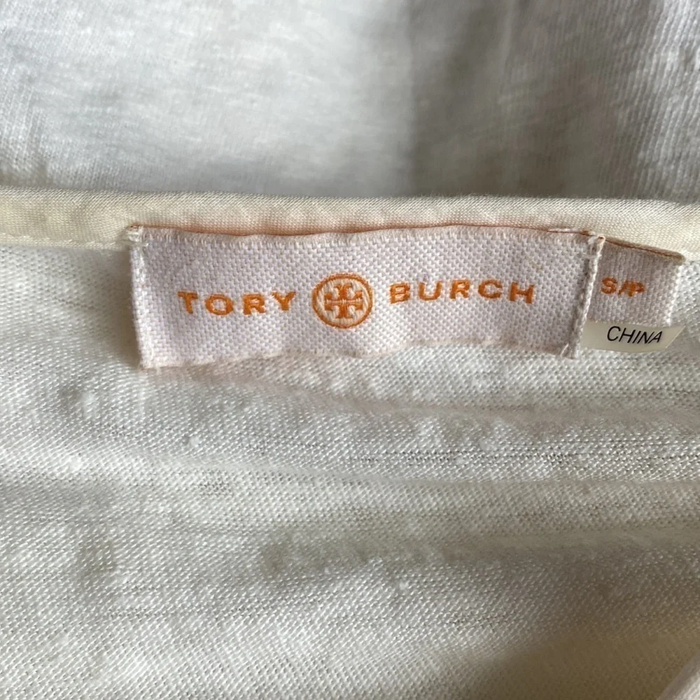 Tory Burch cream Tali honeycomb lace top small